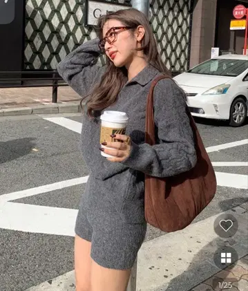 nugu 케이블 컬러 니트 & 숏팬츠 세트