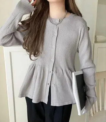 classicalelf 클래식 엘프 립 프릴 페플럼 가디건 상의