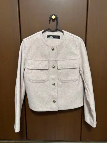 ZARA 노카라 자켓 핑크