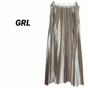 3086M 그레일 GRL 플리츠 스커트 맥시 길이 광택 새틴 심플