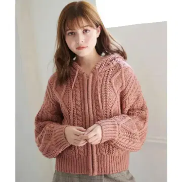 케이블 니트 후드티