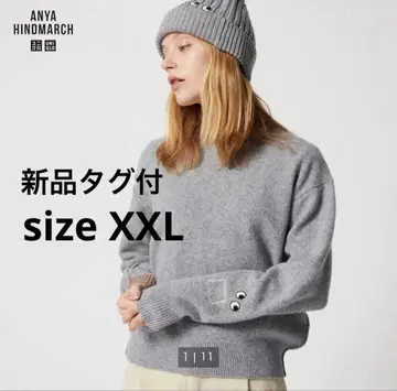 [새상품] 안야 힌드마치 x 유니클로 프리미엄 라무 크루넥 스웨터 XXL