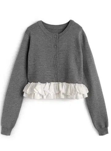 프릴 도킹 니트 가디건[an1835]