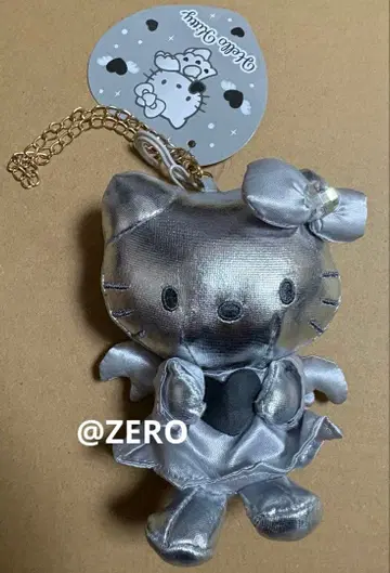 시마무라 산리오 실버 엔젤 키티 인조 가죽 봉제 인형 키링 참