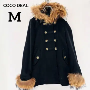 [ 코코딜 ] 퍼 달린 더플 코트 사이드 포켓 블랙 M 사이즈