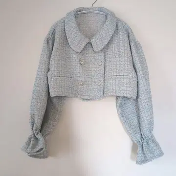 [ apres jour x Miridy ] 스카이블루 트위드 크롭 자켓