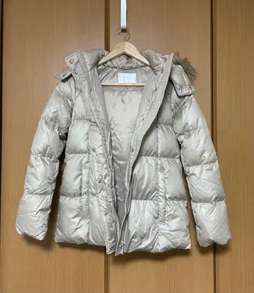 실버 후드 부착 다운 자켓 y2k 여성용