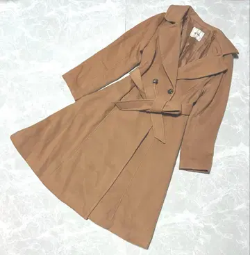 Lily Brown 롱 코트 벨트 포함 카멜 F