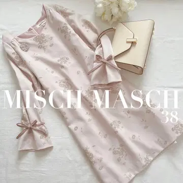 미슈마슈 소매 리본 플로키 플라워 겨울 원피스 38 핑크 긴팔 하트넥