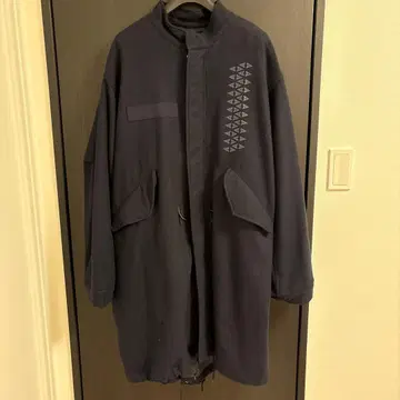 CLANE 프라그먼트 모즈 코트 다크 네이비 울 후드 있음