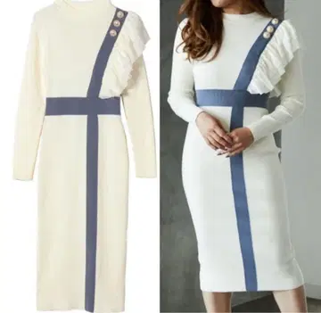 eimy 이스토아 쉬폰 프릴 원피스 화이트