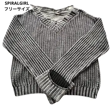 SPIRALGIRL 스파이럴걸 그레이 블랙 V넥 니트