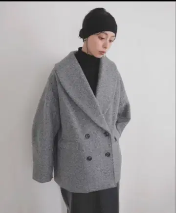 LIAN 숄카라 컬 샤기 코트 더블 브레스트 코트 그레이 *새상품급*