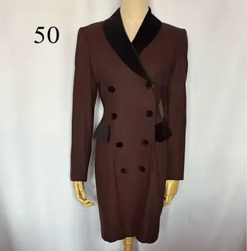 고급 울 원피스 벨벳 옷깃 버튼 포켓