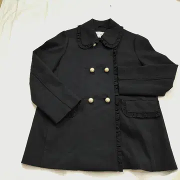 케이트 스페이드 뉴욕 프릴 칼라 펄 단추 더블 브레스트