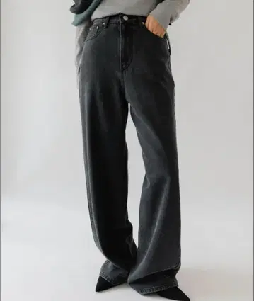 Na.e 나에 와이드 루즈 진스 차콜 새상품 보통 기장