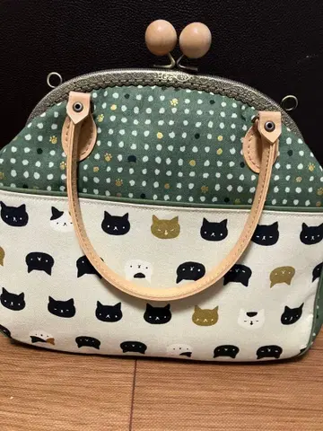 고양이 패턴 가마구치 2way 숄더백