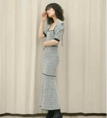 스나이델 snidel 트위드 니트 머메이드 원피스