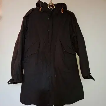 블랙 모즈 코트 후드 부착