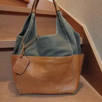 캔버스 가죽 토트백