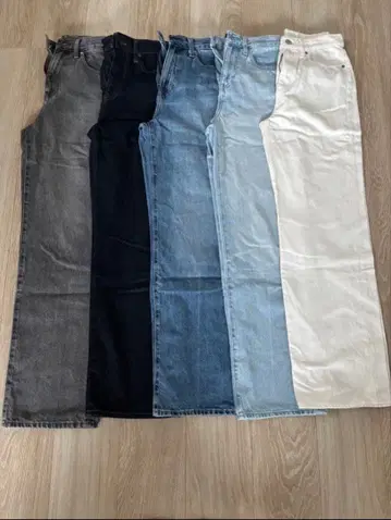 유니클로 와이드 스트레이트 데님 5종 세트