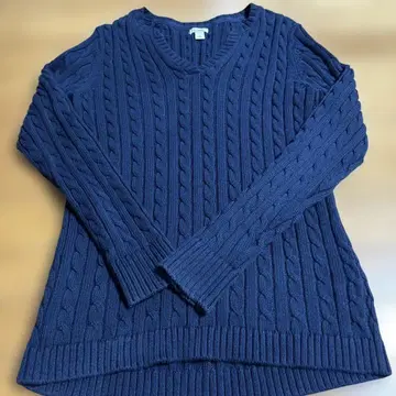 L.L.Bean V넥 케이블 짜임 스웨터 S
