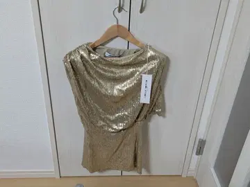 프랭키 모렐로 골드 스팽글 드레이프 원피스 미사용품