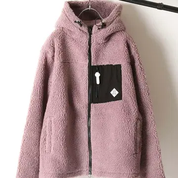 ZIP FIVE 후드 부착 보아 플리스 자켓 라이트 퍼플 L 사이즈