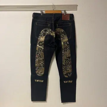 [ 레어템 ] EVISU 자수 데님 팬츠 36인치