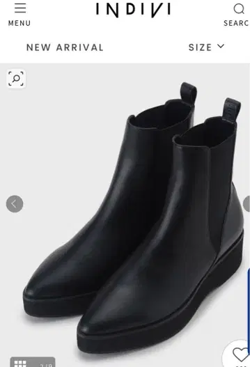 INDIVI [ 인조 가죽 ] 샤프 사이드 고어 부츠 블랙