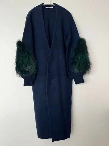 un3d. 슬리브 퍼 니트 롱 가디건 코트