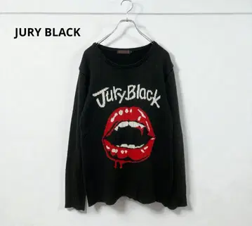 JURY BLACK 립 패턴 그래픽 니트 블랙