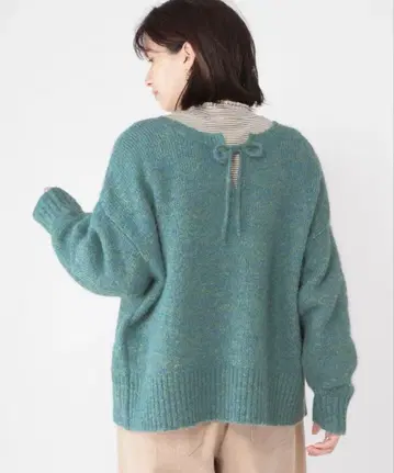 새상품 studio CLIP 3게이지 더블 프론트 리본 풀오버 니트