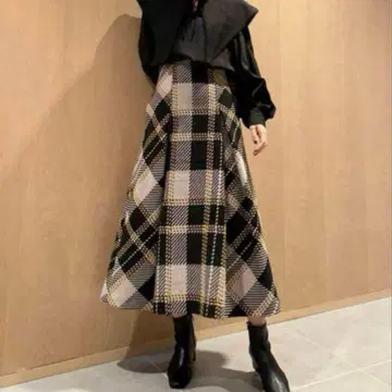 새상품급 스나이델 snidel 로빙 체크 롱 스커트