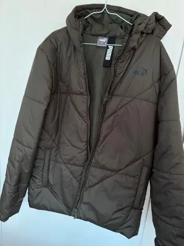 PUMA 후드 부착 다운 자켓 M 올리브 그린 카키