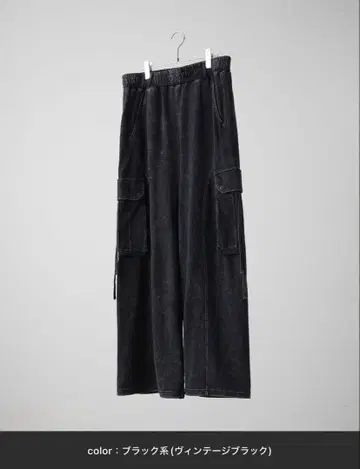 [ CLEL ] 헤비웨이트 빈티지 디자인 카고 팬츠 XS 블랙 계열