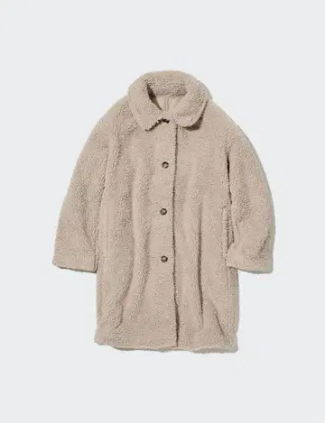 미사용 새상품 유니클로 방풍 아우터 플리스 스텐카라 코트 내추럴 M