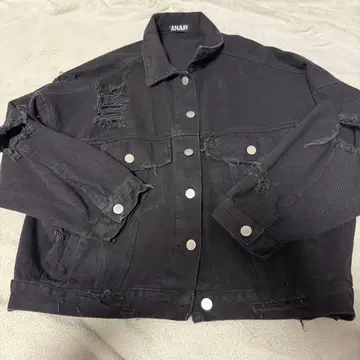 ANAP 블랙 데님 자켓 데미지