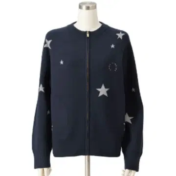 Anne Coquine 코어 스팬얀 니트 집업 블루종 3L