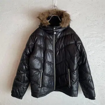 헤이세이 구제 의류 00's Y2K 빈티지 퍼 달린 샤이니 다운 자켓