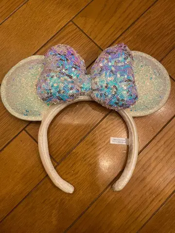 디즈니 머리띠 미니 마우스 화이트 스팽글