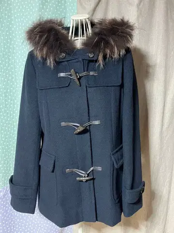 네이비 퍼 달린 더플 코트 11호