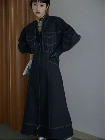 UND 3WAY DENIM DRESS S 블랙 인디고