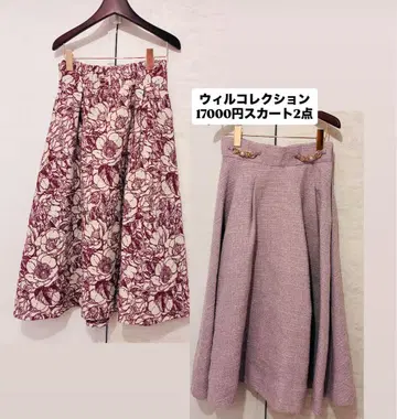 윌 컬렉션 원가 17000엔 꽃무늬 플레어 스커트 2세트
