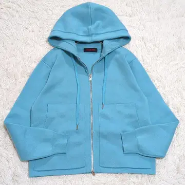 새상품급 CABAN 코튼 캐시미어 지퍼 후드티 터콰이즈 블루 S
