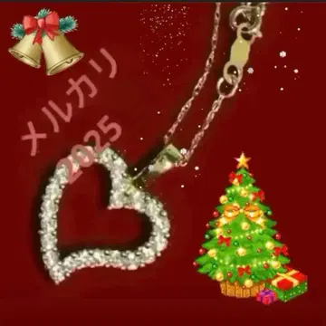 [ Xmas ] 스톤 장식 하트 뒷면 금 10K 목걸이/펜던트