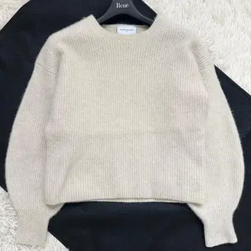 유나이티드 애로우즈 퍼프 슬리브 폭스 울 니트 아이보리