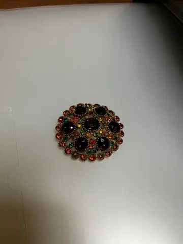 다색 스톤의 원형 브로치