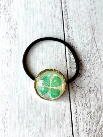 정품 네잎 클로버 홀로그램 머리끈