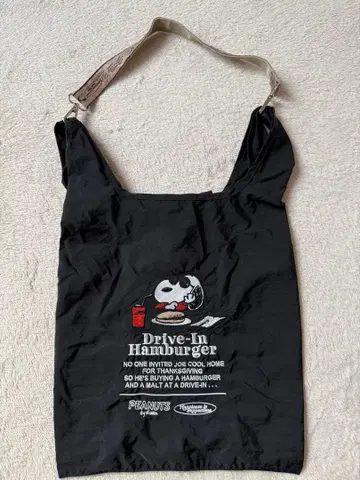 스누피 PEANUTS 스트랩 포함 에코백 블랙 플라자